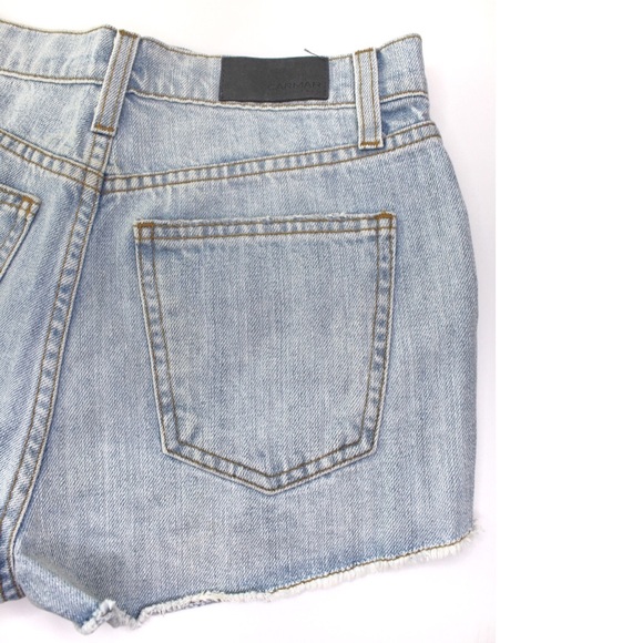 LF Carmar NWT High Rise Light Wash Destroyed Open Frayed Hem Jean Shorts 25 0 - Picture 8 of 9